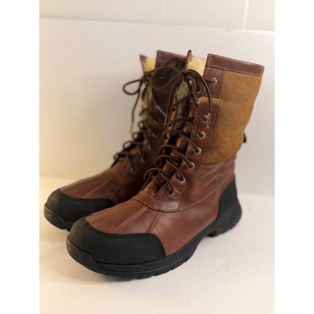 UGG Australia Adirondack Boots Mens Sz 11 Brown Leather Waterproof Winter Vibram